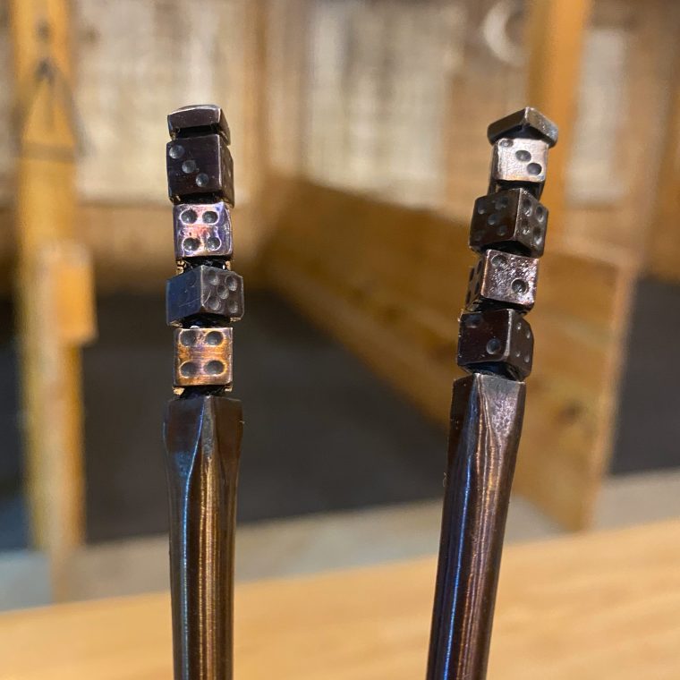 forged dice hair sticks