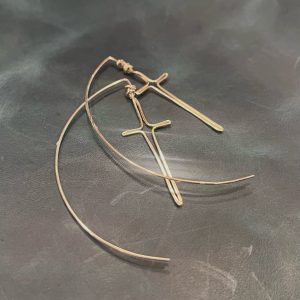 Silver Wire Sword Earrings