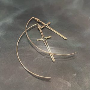 Silver Wire Sword Earrings