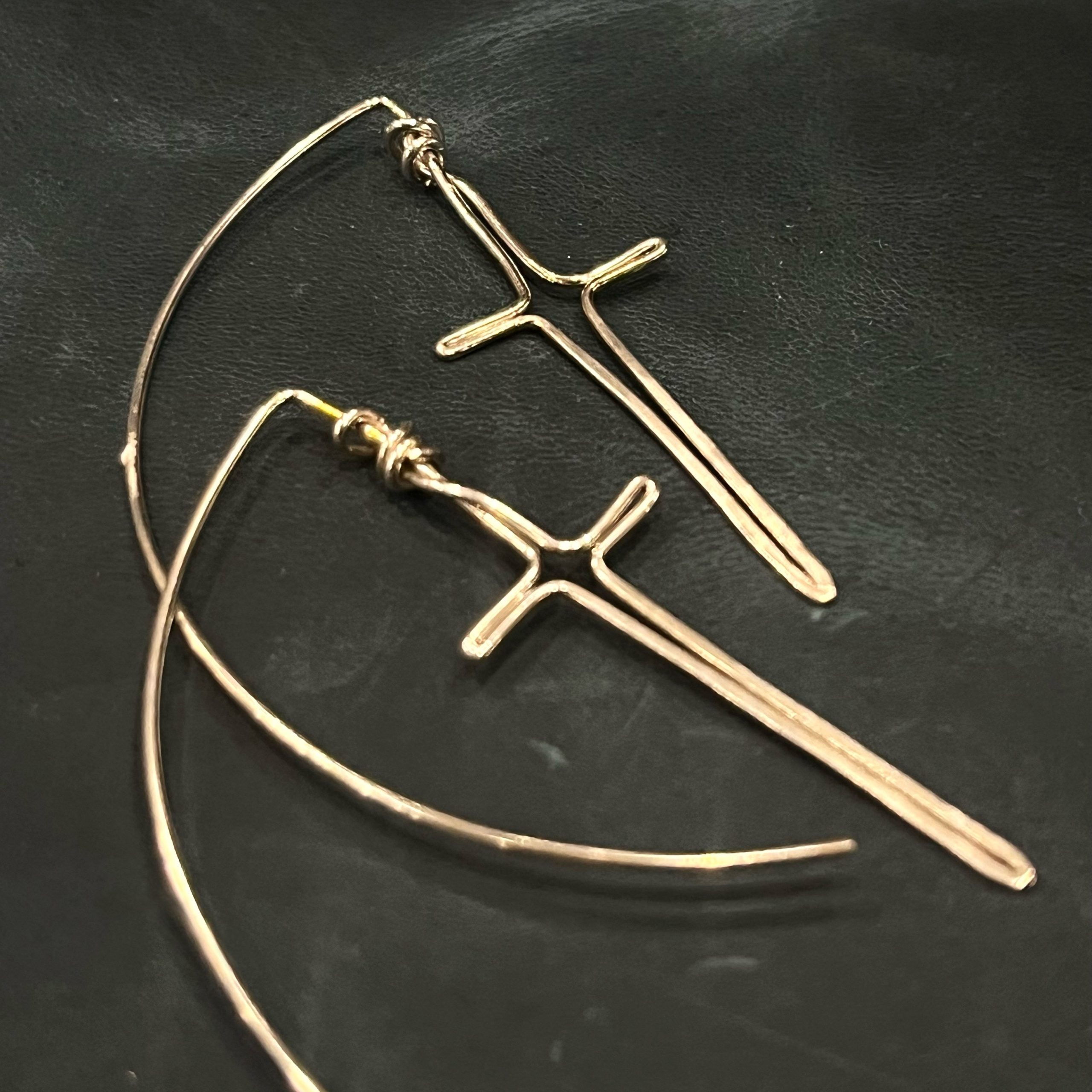 Silver Wire Sword Earrings - Image 2