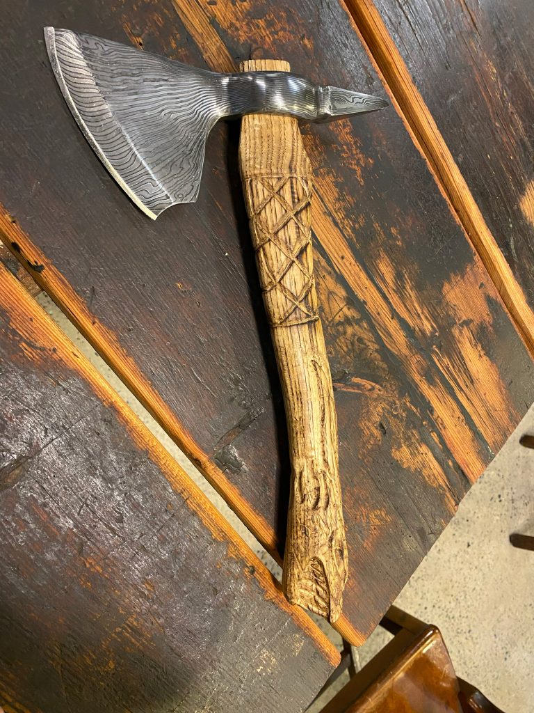 Carved Wood Handle Axe